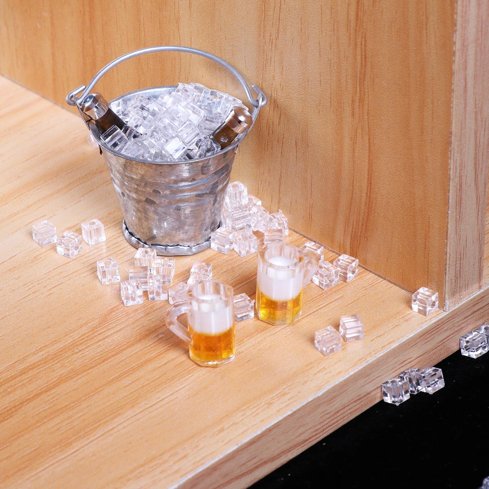 AMLESO 1:12 Dollhouse Ice Bucket Wine Bottle Model Pub Decor