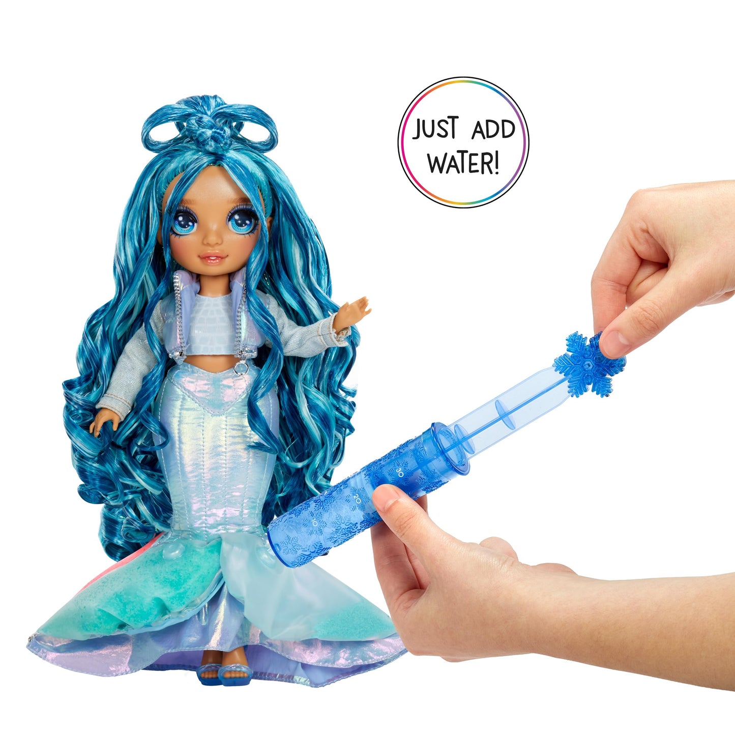 Rainbow High Winter Wonderland Skyler - Blue 11” Fashion Doll with Magic Snow Hidden in Fashion That Puffs Up with Water, and Snowman Kit, for Kids