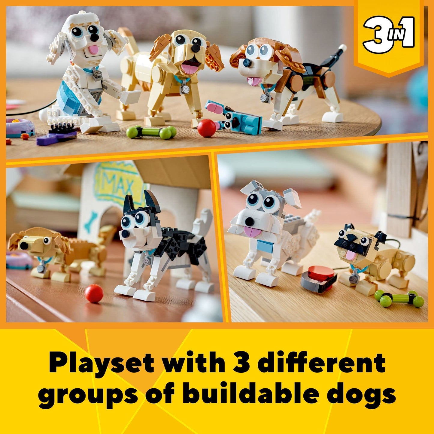 LEGO Creator 3 in 1 Adorable Dogs Building Toys - Pretend Play Toys for Girls & Boys, Ages 7+ Years - Kids Learning & Educational Sets - Gift for