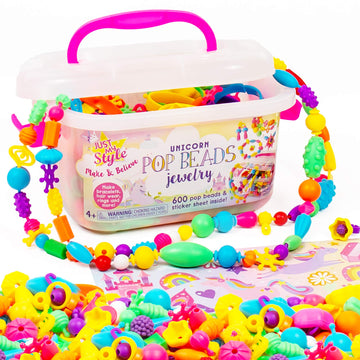 Just My Style Make & Believe Unicorn Pop Beads, 500+ Snap-Together, DIY, Bead Kit for Girls, Jewelry Set, Great Travel & On The Go Activity for Kids