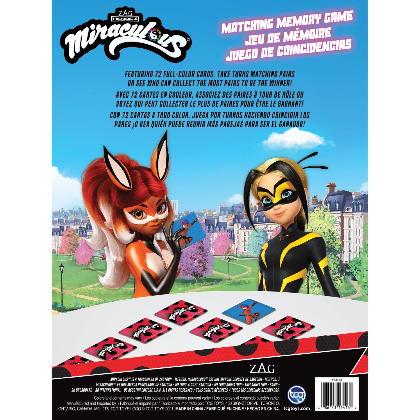TCG Toys Miraculous Ladybug - Memory Matching Card Game - Featuring 72 Full Color Pieces - Promote and Improve Memory & Sensory Development Skills