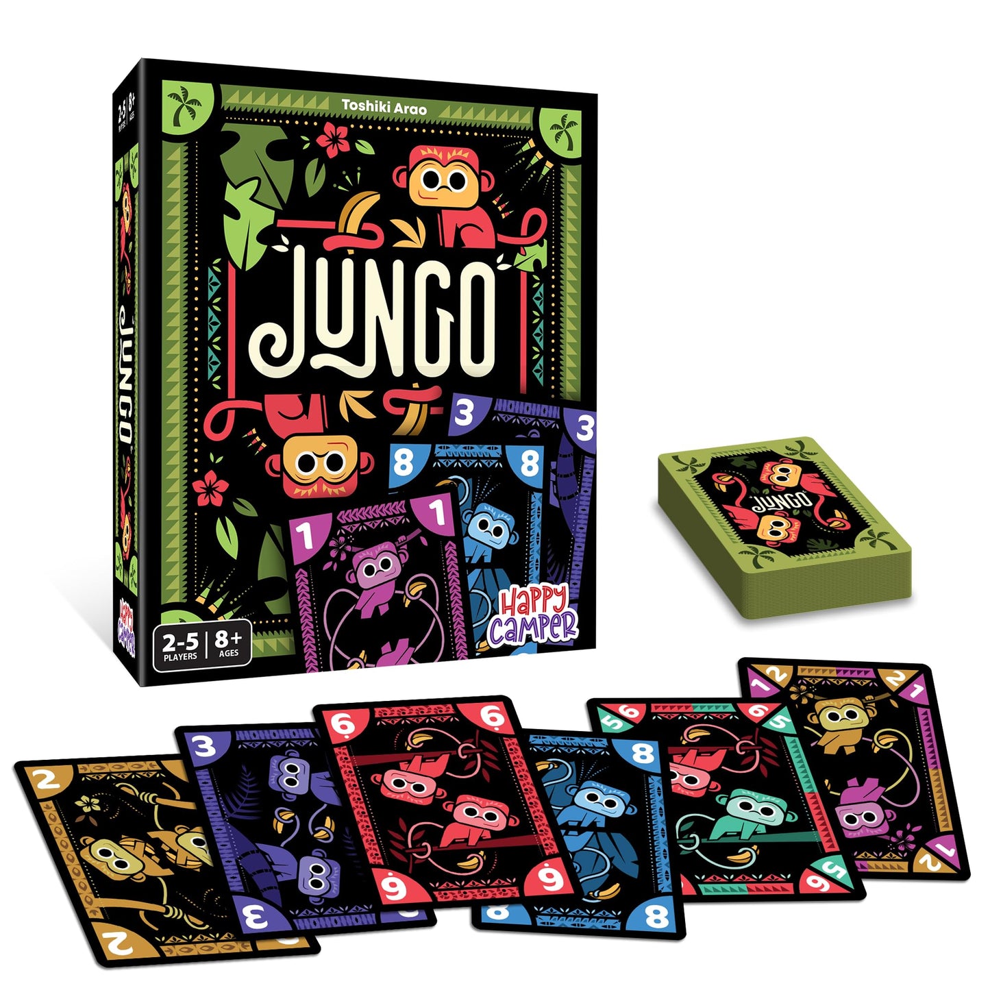 Happy Camper - Jungo | A Simple Card Game of Not-so-Simple Choices | Perfect for Travel, Camping, Family Game Night | 2-5 Players | Ages 8+
