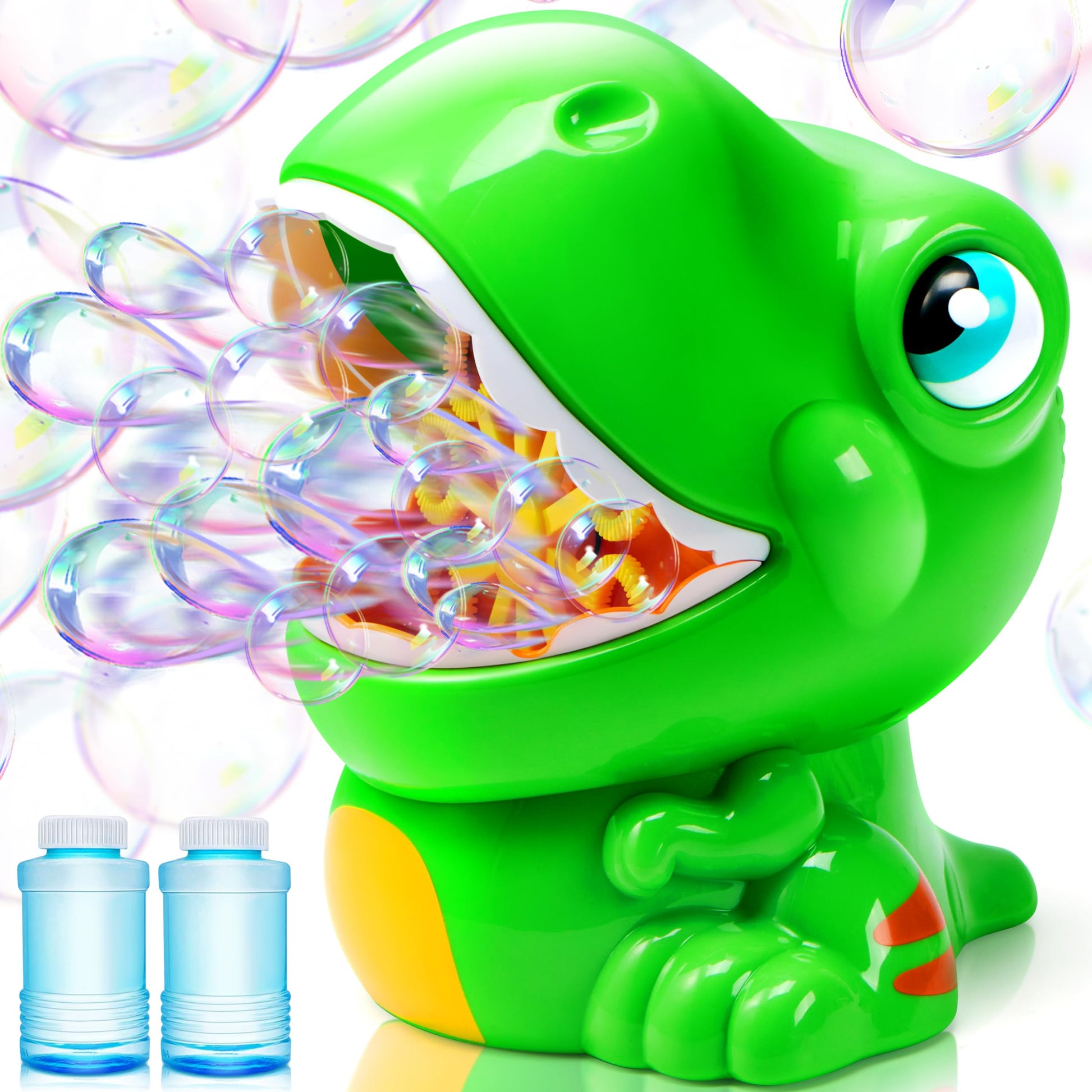 JOYIN Dinosaur Bubble Machine, Bubble Machine Gun Blower with Solutions for Kids, Summer Outdoor Indoor Toy, Dinosaur Party Favor, Kids Birthday Gift