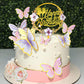 35PCS Butterfly Cake Topper Decorations with Artificial Flowers for Anniversary Butterfly Birthday Supplies (Pink Gold)