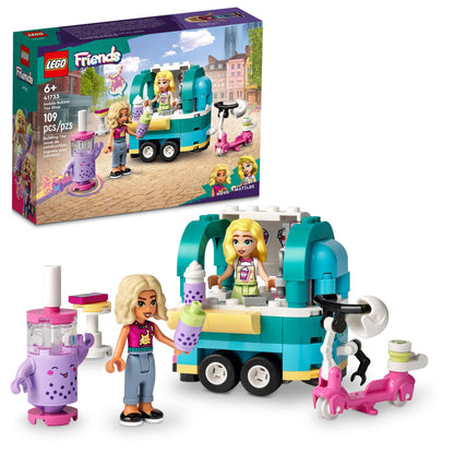LEGO Friends Mobile Bubble Tea Shop Toy Building Set 41733, Fun Pretend Play Toy Vehicle Set with Toy Scooter, Mobile Cart, Cash Register, Play Store