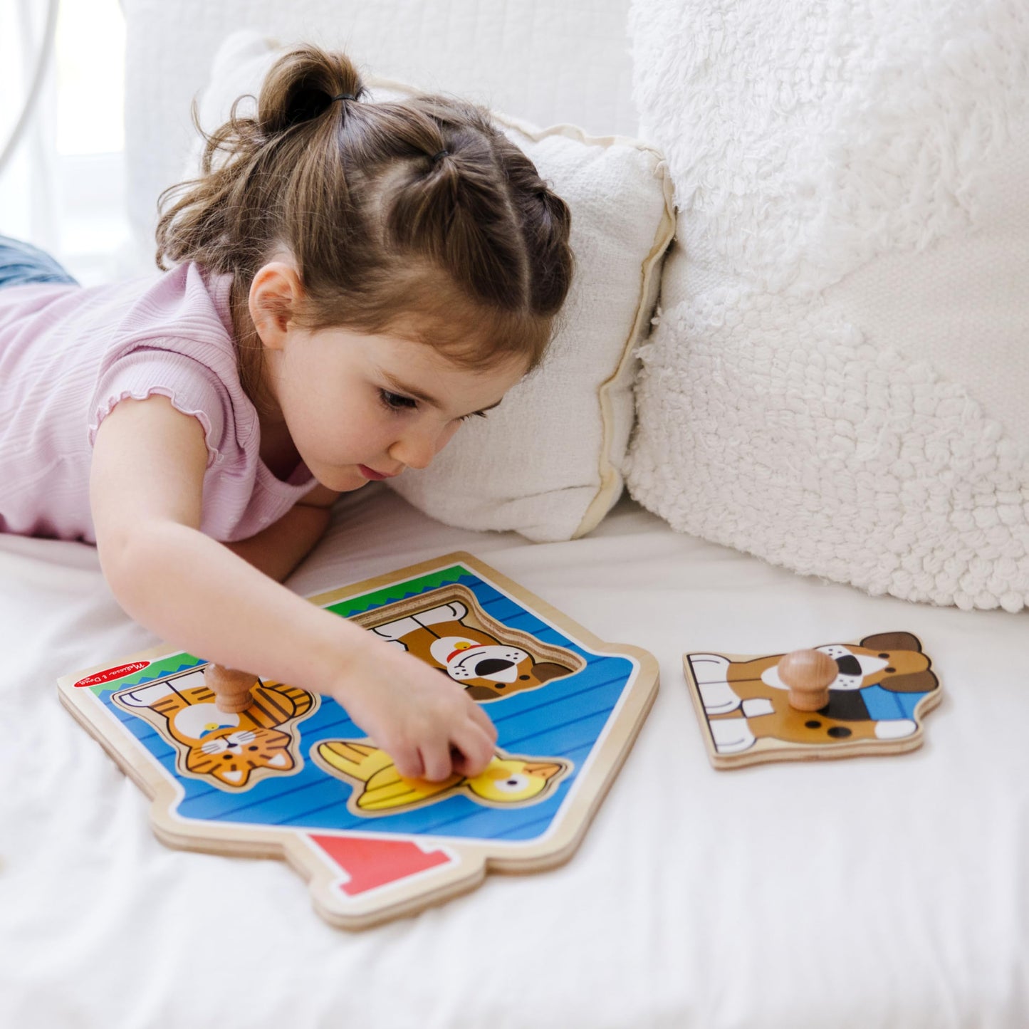 Melissa & Doug Pet Animals Jumbo Knob Puzzle, Wooden Peg Puzzle for Toddlers, Educational Toy for Shape Recognition and Fine Motor Skills, Ages 1+