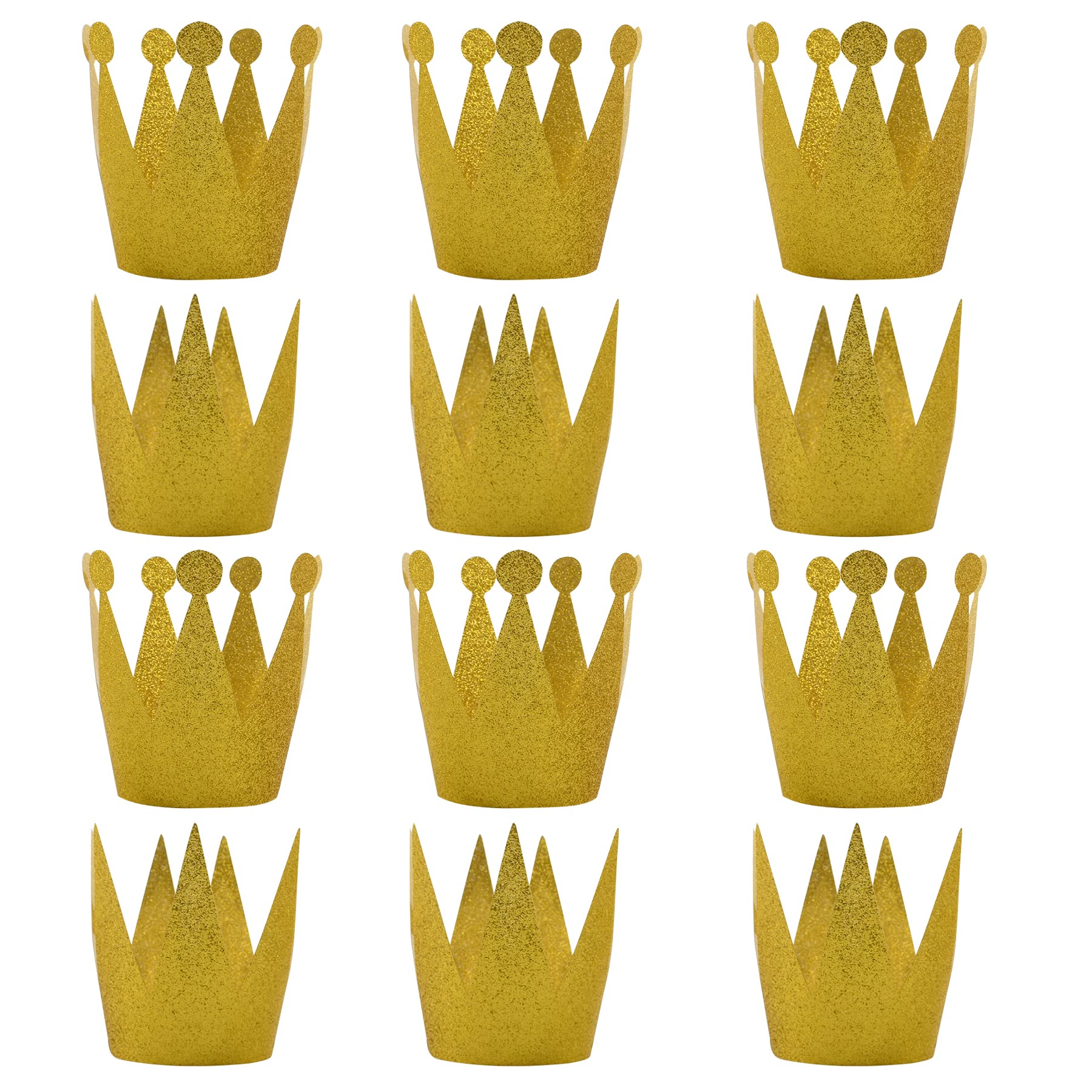 HOKPA Gold Crown Hats, 12Pcs Mini Birthday Hats Party Crown Hats Caps for Kids Birthday Wedding Anniversary Celebration Decoration