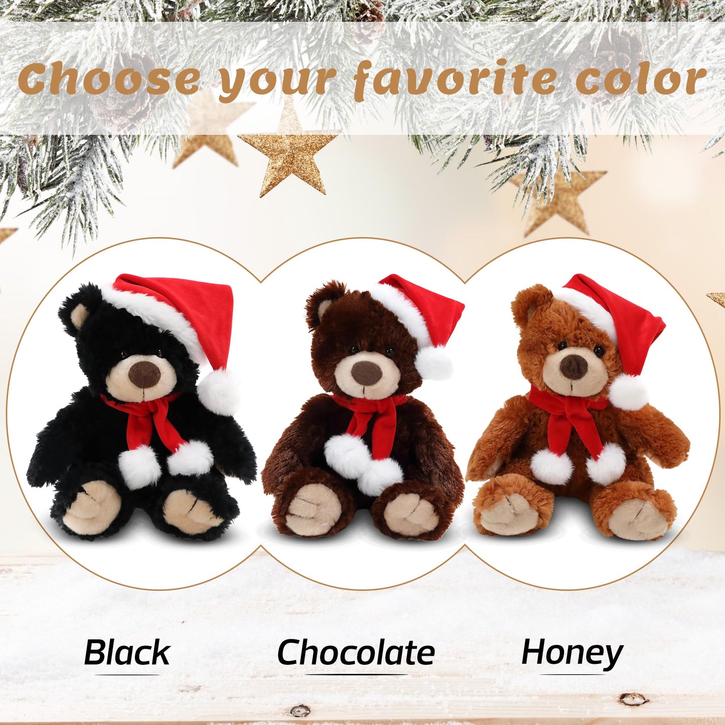 Plushland Adorable Soft Noah Teddy Bear, Stuffed Animal Holiday Toys with Hat and Scarf Christmas Accessories - A Perfect Toy Gift for Kids 12 Inches