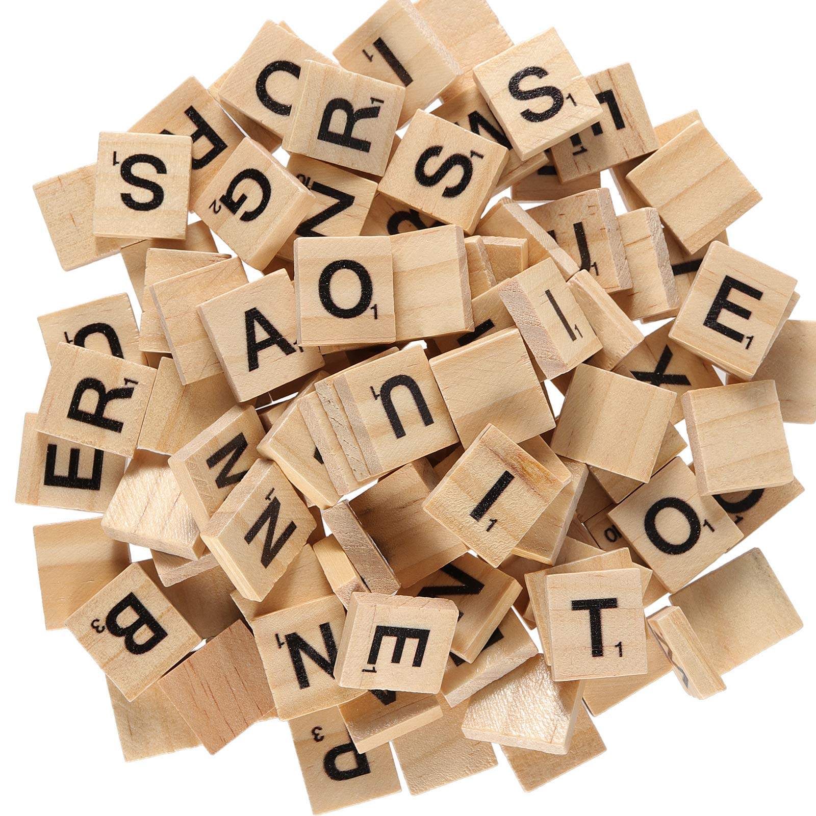 ZEONHAK 1200 PCS Wood Letter Scrabble Tiles, Wooden Scrabble Letters, Letter Tiles for Crafts, DIY Decoration, Spelling, Alphabet Coaster, A-Z Capital
