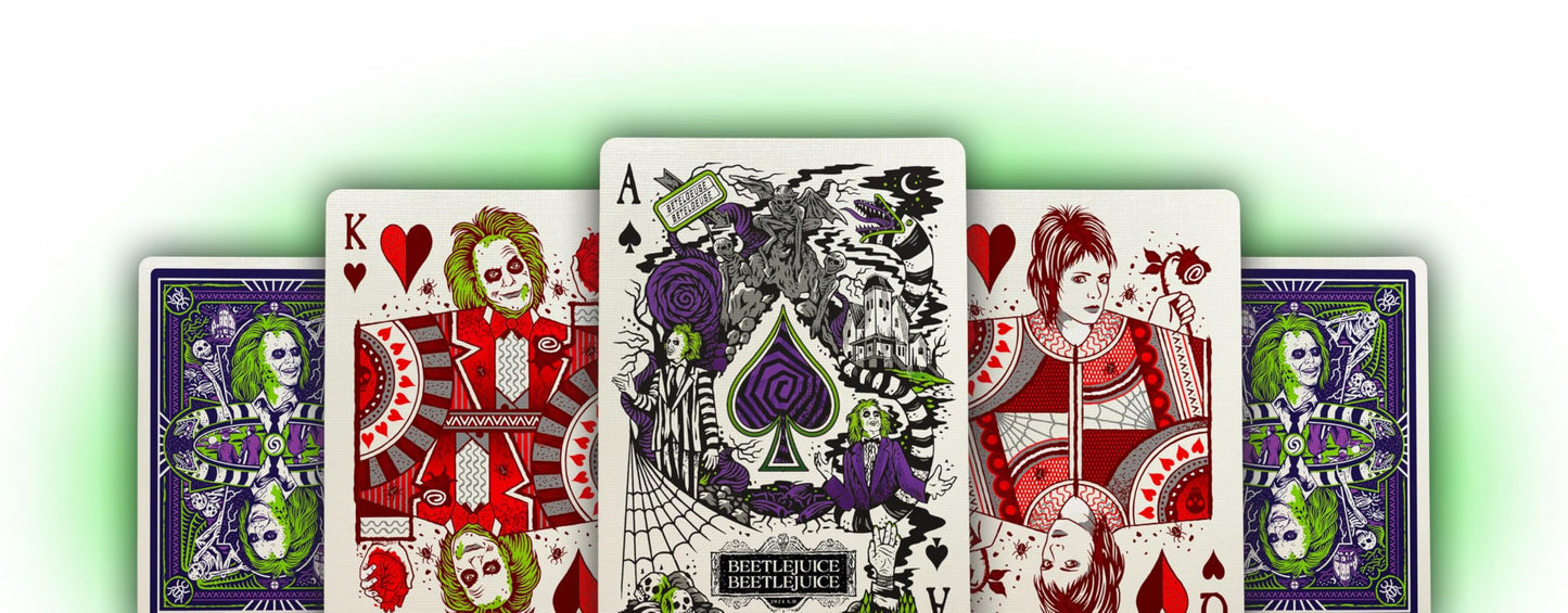 theory11 Beetlejuice Playing Cards - Broadway Musical Poker Deck with Custom Illustrated Art, Magic, Cardistry, Game Night Gift for Beetlejuice Fans