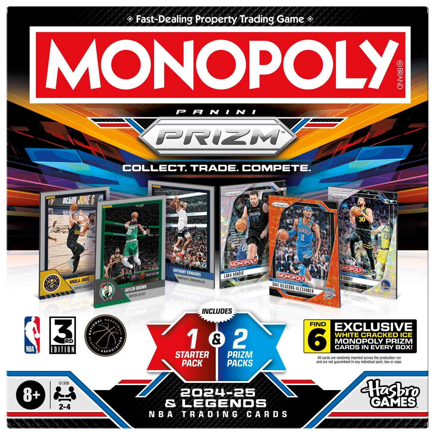 Monopoly NBA Panini Prizm Board Game - 3rd Edition | Officially Licensed Hasbro Game | Ages 8+