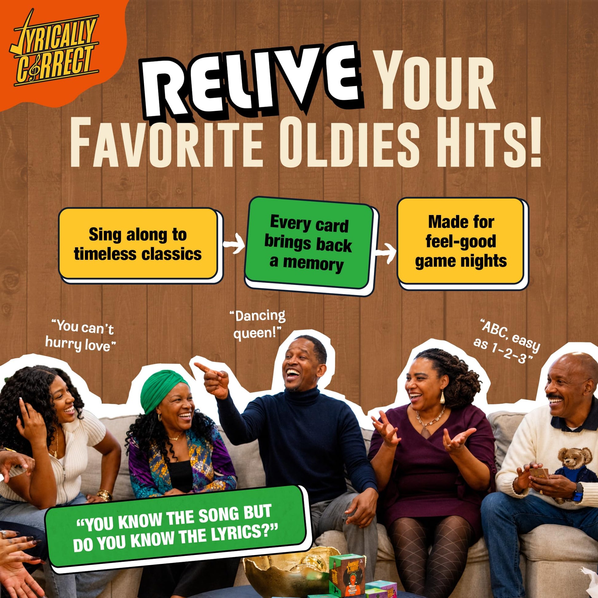 Lyrically Correct '60s & '70s Oldies But Goodies Edition - Soul, Motown & Classic Hits Music Trivia Card Game for Adults & Families