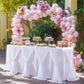 Besutolife White Tulle Table Skirt 6ft Wrinkle-Free Tutu Tablecloth for Gender Reveal, Wedding, Birthday, Reception, Banquet, Photo Booth, Party Table