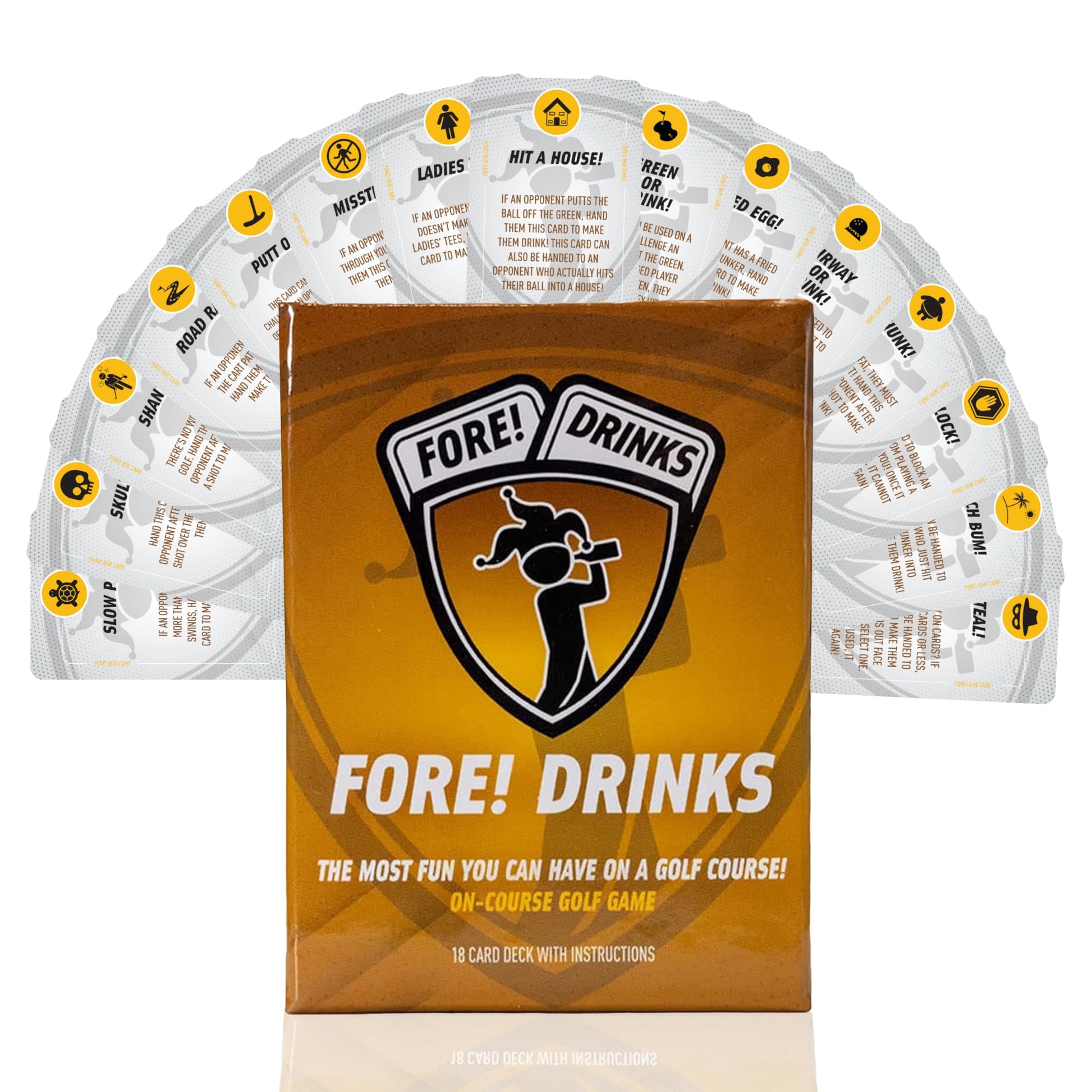 Fore! Drinks On Course Golf Game - Fun Playing Cards - Golf Card Games for Parties - 52 Card Deck for Hilarious Challenges - Outdoor Games for Adults