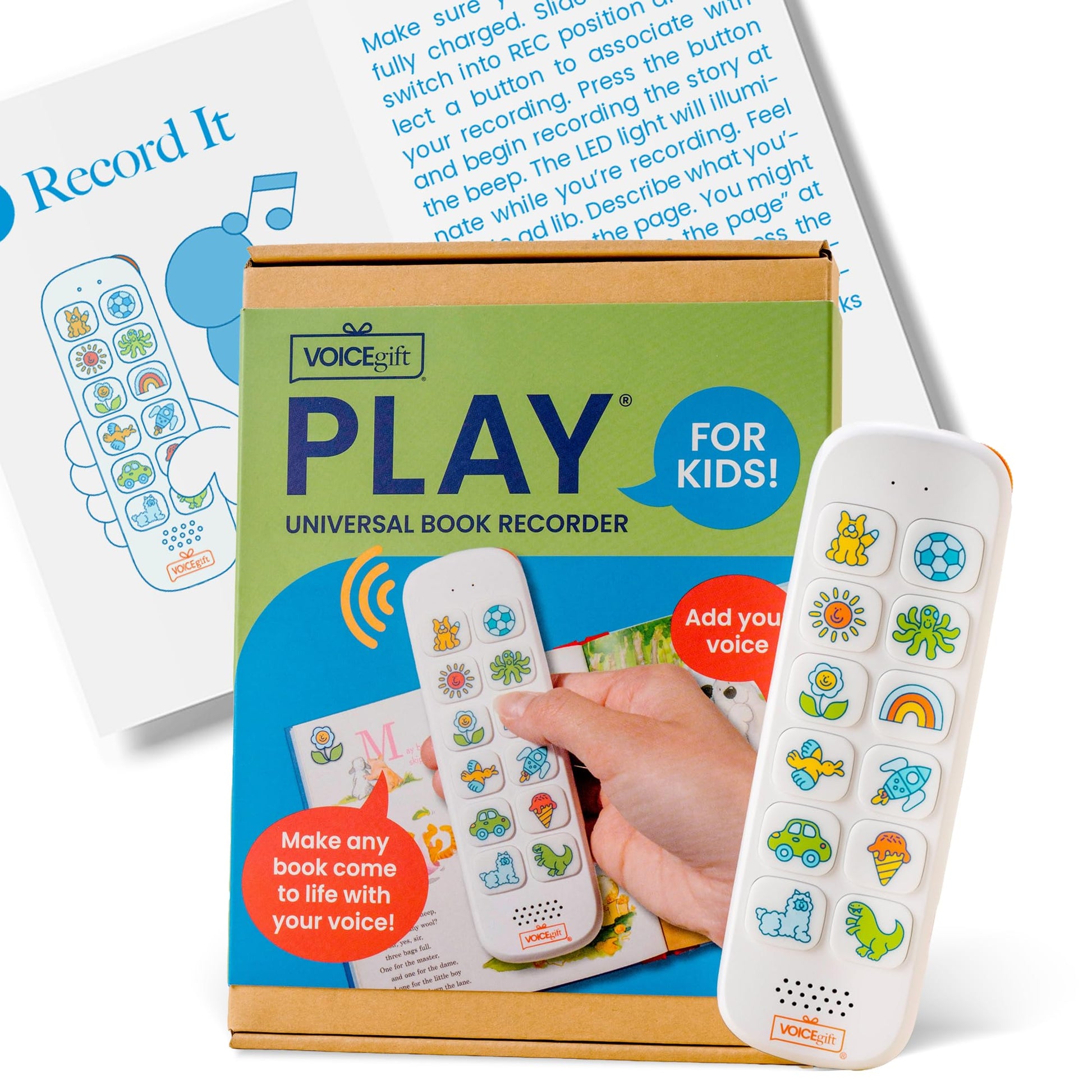 VoiceGift Play, Screen-Free Audio Recorder for Kids | Back to School Story Book Player with Fun Matching Stickers, Voice Notes, Student Aid & Routines