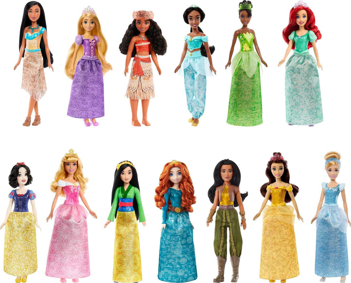Mattel Disney Princess Toys, 13 Princess Fashion Dolls with Sparkling Clothing and Accessories, Inspired by Disney Movies, Gifts for Kids