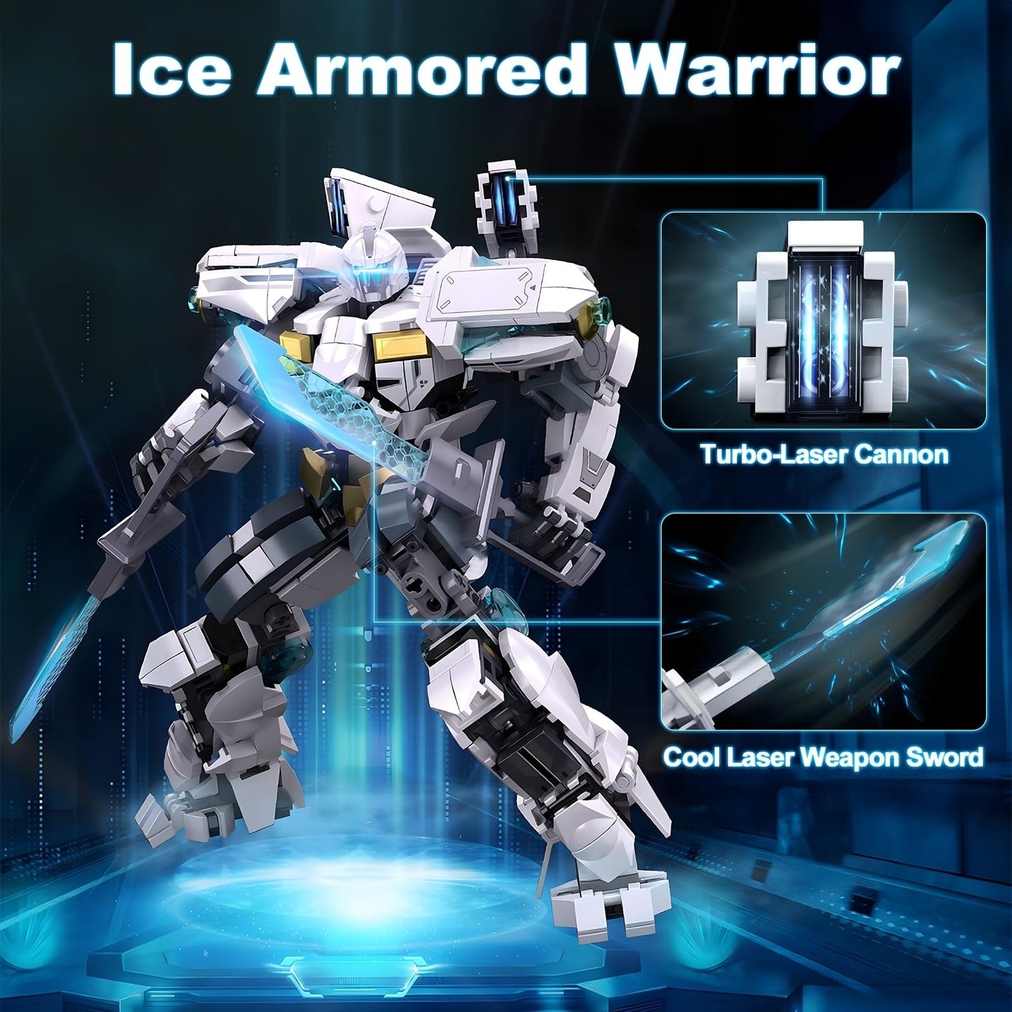 HIGH GODO Ice Warrior Mech Building Set, Cool City Protector Battle Model for Adults Teens 14+, Creative Action Robot Gifts Perfect for Christmakis
