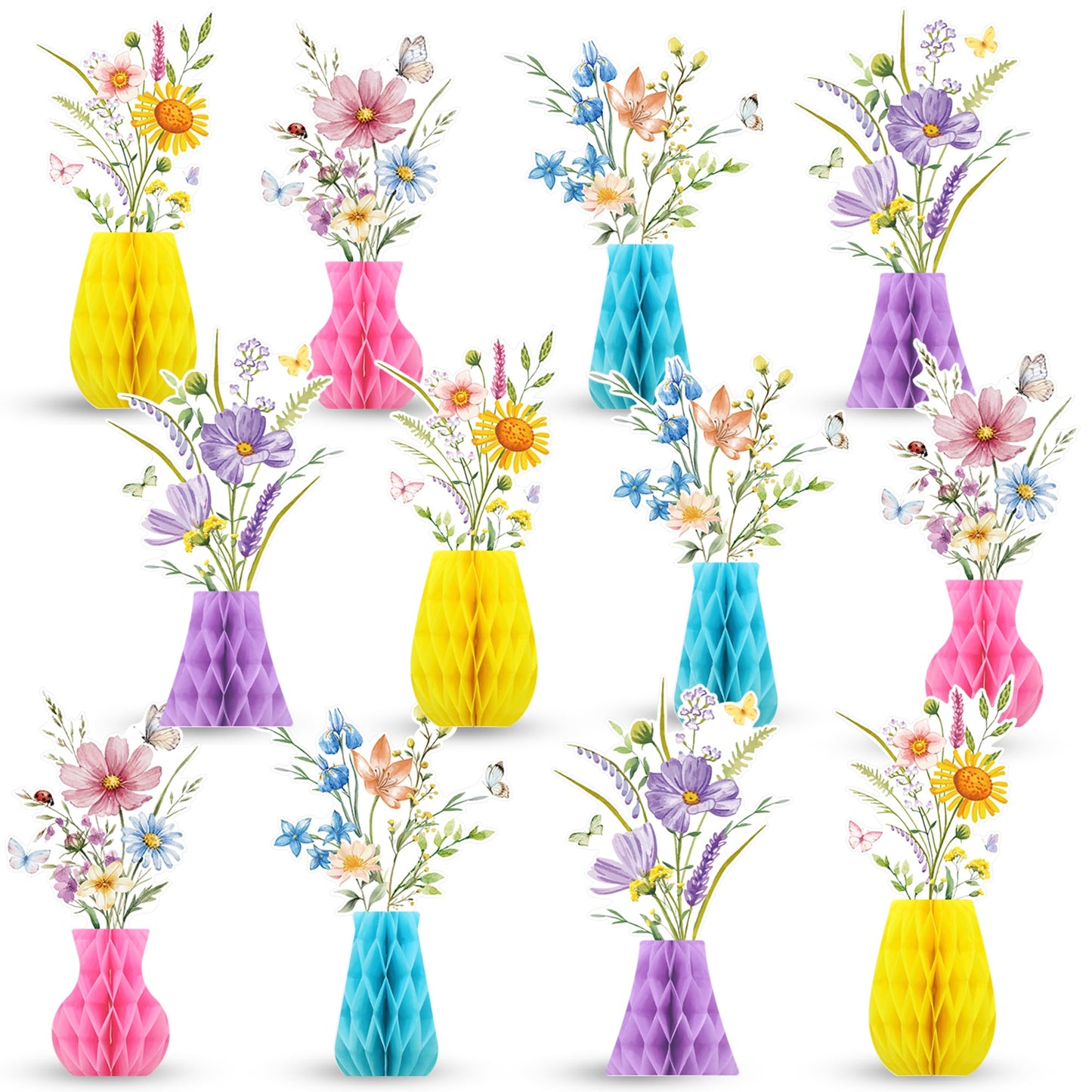 GANKTOWCOY 12 Pcs Wildflower Honeycomb Centerpieces Party Decorations