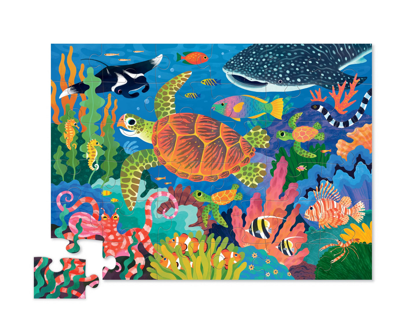 Crocodile Creek Jigsaw Puzzle, 36 Piece for Kids 3 Years and Up, Heavy-Duty Shaped Box for Storage, Finished Puzzle Size 18 x 24 inches, Sea Turtle