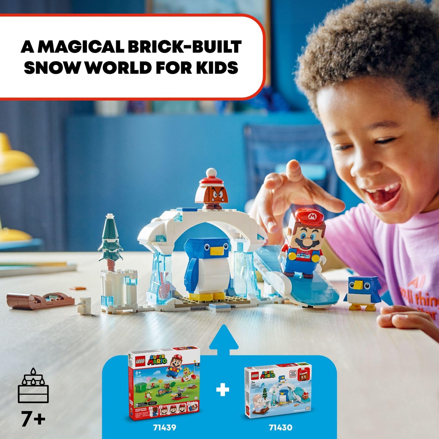 LEGO Super Mario Penguin Family Snow Adventure Expansion Set, Build and Display Toy for Kids, Includes a Goomba Figure and Baby Penguin, Gift for