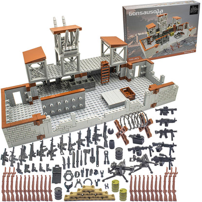 Gonsausola 500+ Pcs Military Base Building Brick Sets Include Defence Base Guard Tower for Army Mini Figures, Weapon Pack Accessories Kits Toys, Guns