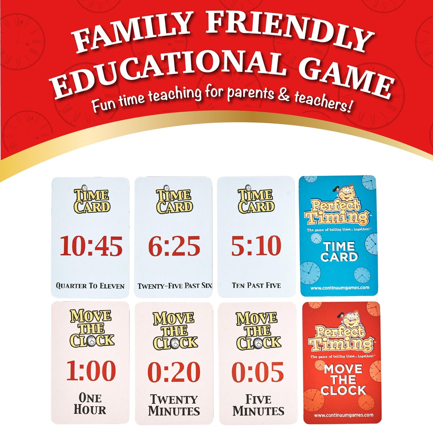 Continuum Games Perfect Timing Game - Tell Time Cooperative Board Game for Kids - Fun Educational Family Game to Learn How to Read a Clock