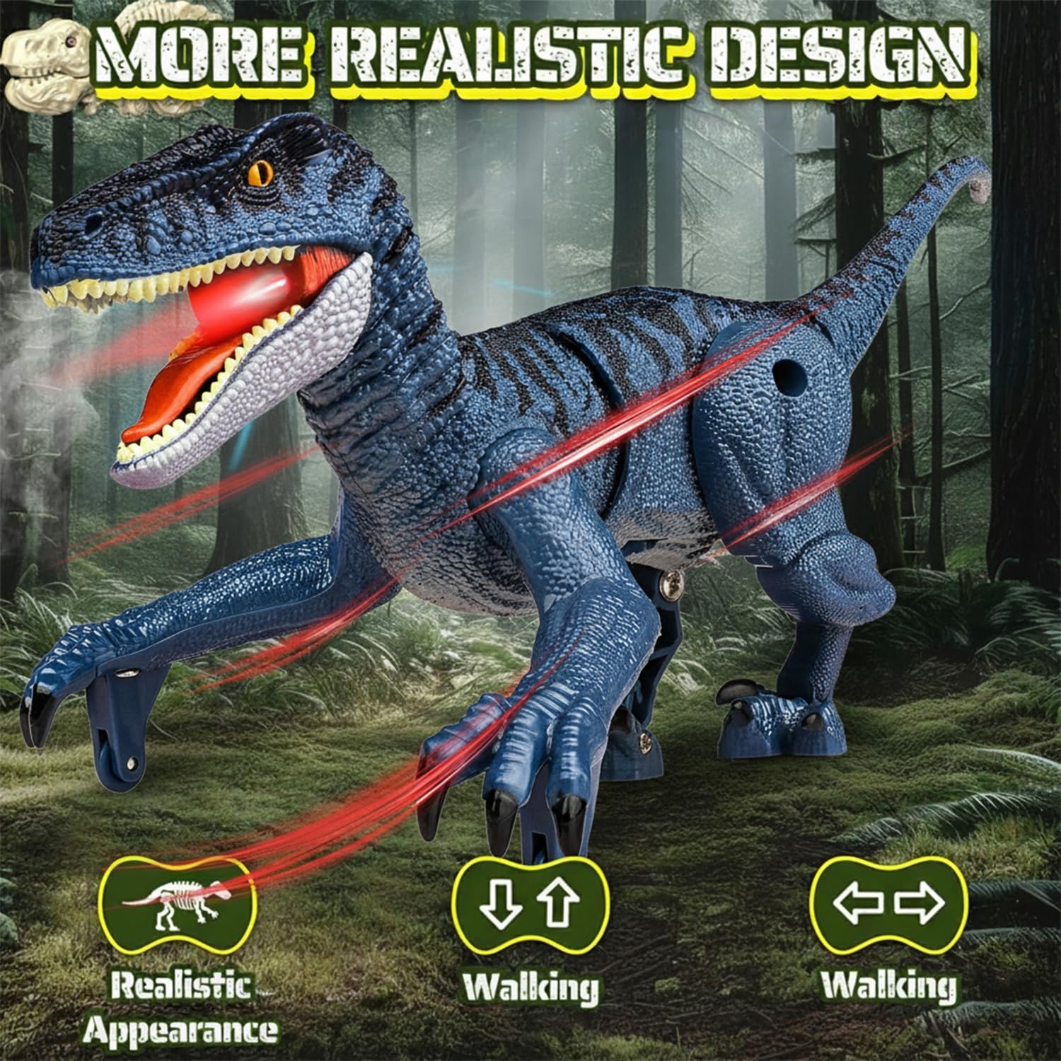 RDGDFONG Remote Control Dinosaur, Mini Dinosaur Toys for Kids 3-5, 5-7, 2.4GHZ, Walking,Rechargeable, Demo Function, Gifts for Boys Girls (Small)