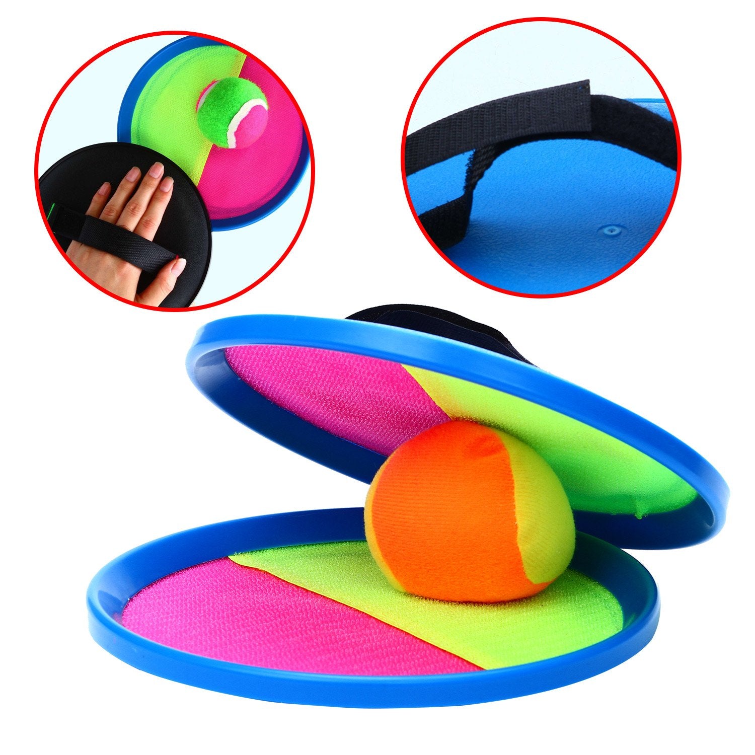 Aneco Paddle Catch Ball and Toss Game Set Disc Toss and Catch Paddle Game with 1 Storage Bag, 4 Paddles and 6 Balls (2 Big Balls and 4 Small Balls)
