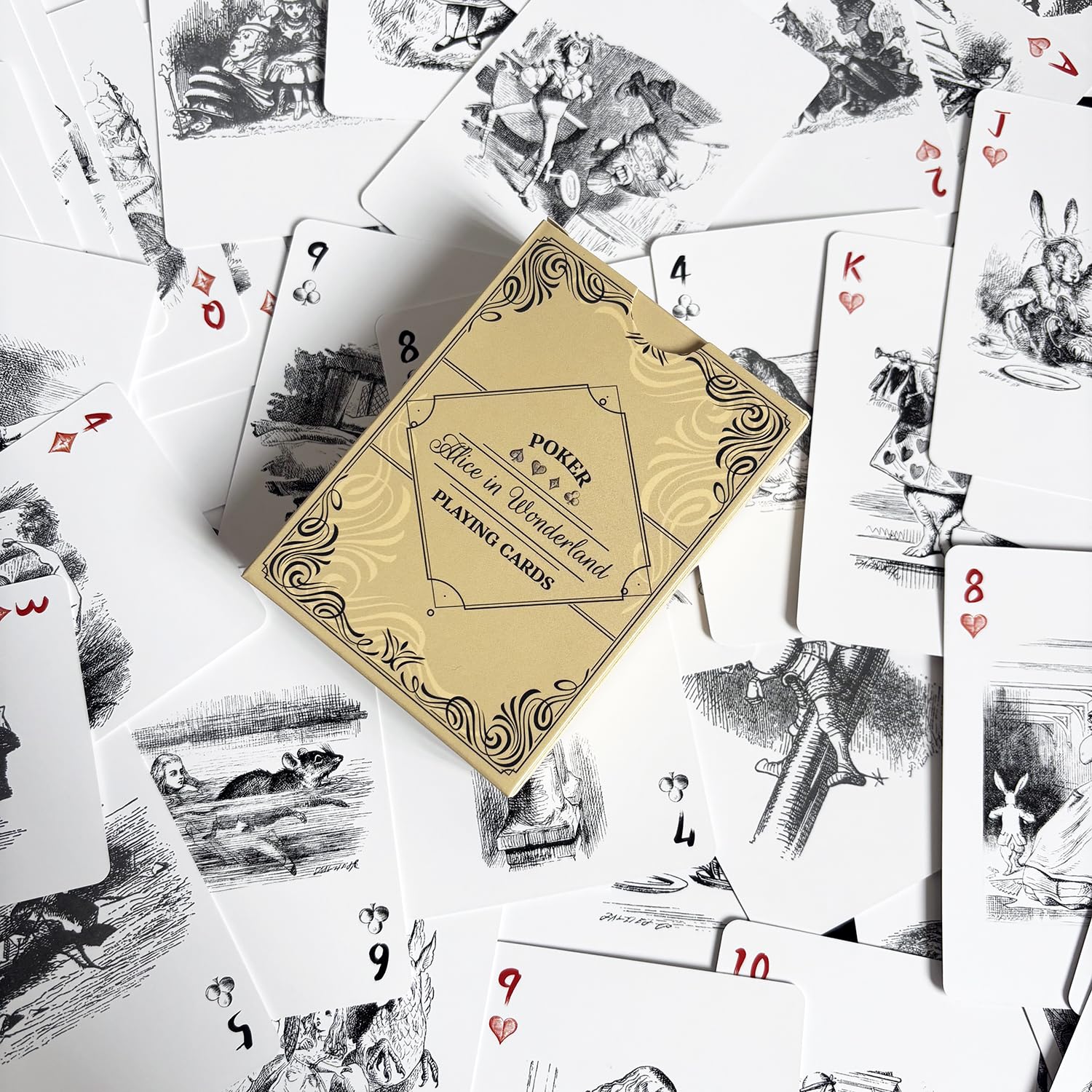 Black Lotus Alice in Wonderland Playing Cards Poker Deck 54 Cards All Different Vintage Retro Classic Style for Party Game