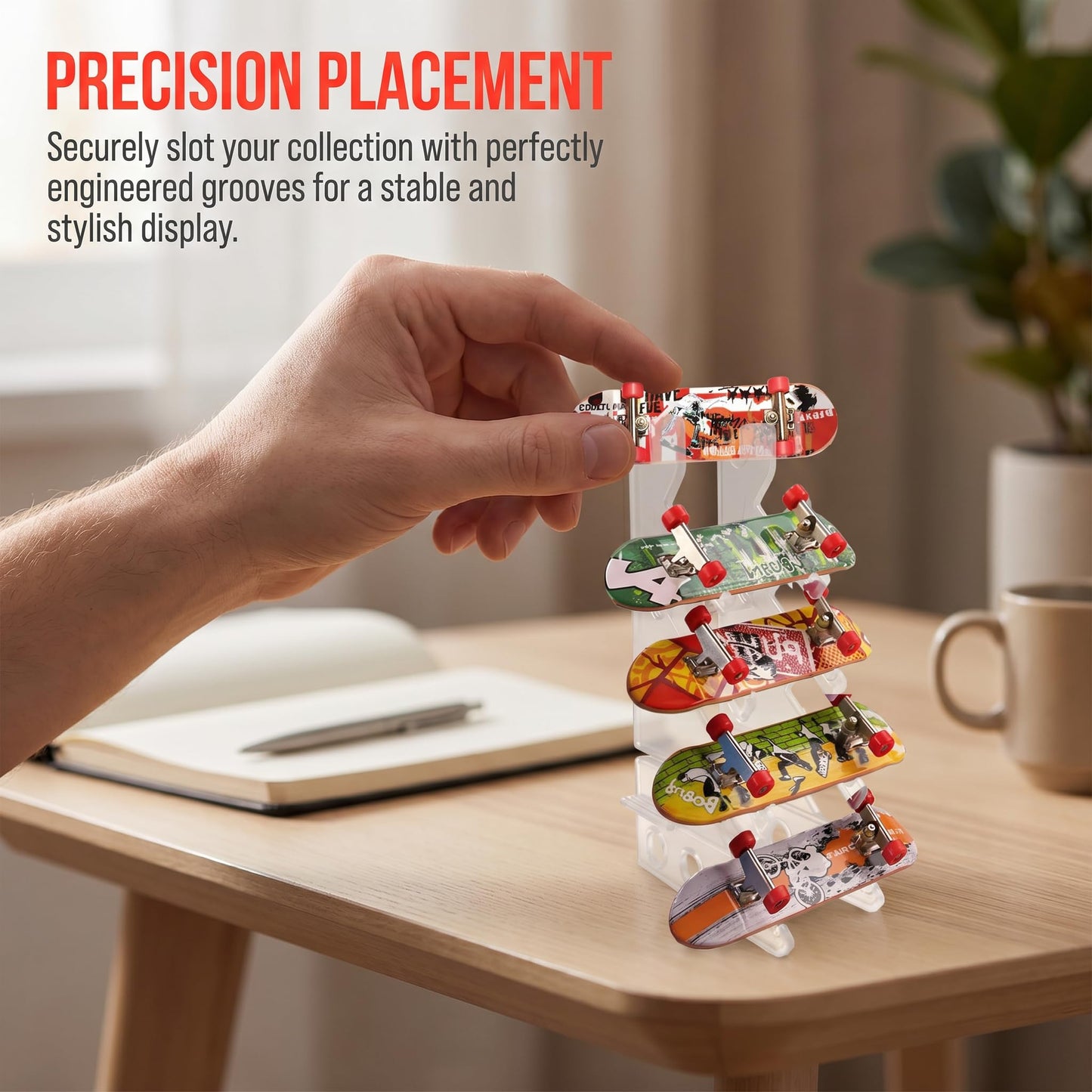 TDHRDHVC Fingerboard Display Rack for Mini Longboard Fingerboard,Robust and Easy to Install (5 Dedicated Display Slots)