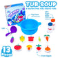Tub Works® Tub Soup™ Scoop, Strain & Play Toddler Bath Toy | Floating Foam Veggies, Ladle for Scooping & Soup Pot for Straining | Pretend Play Cooking