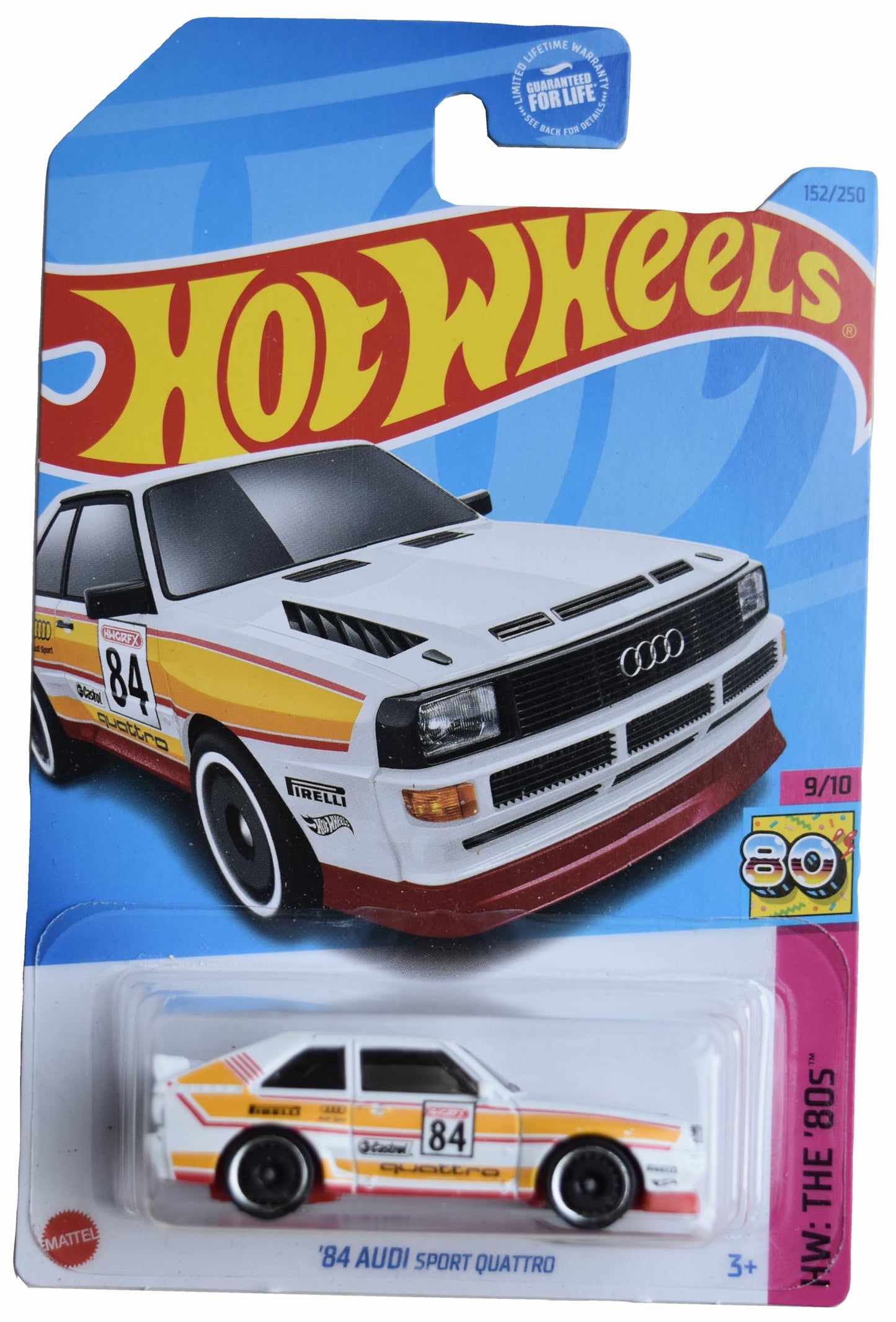 Hot Wheels '84 Audi Sport Quattro, HW The '80s 9/10 [White/Yellow] 152/250