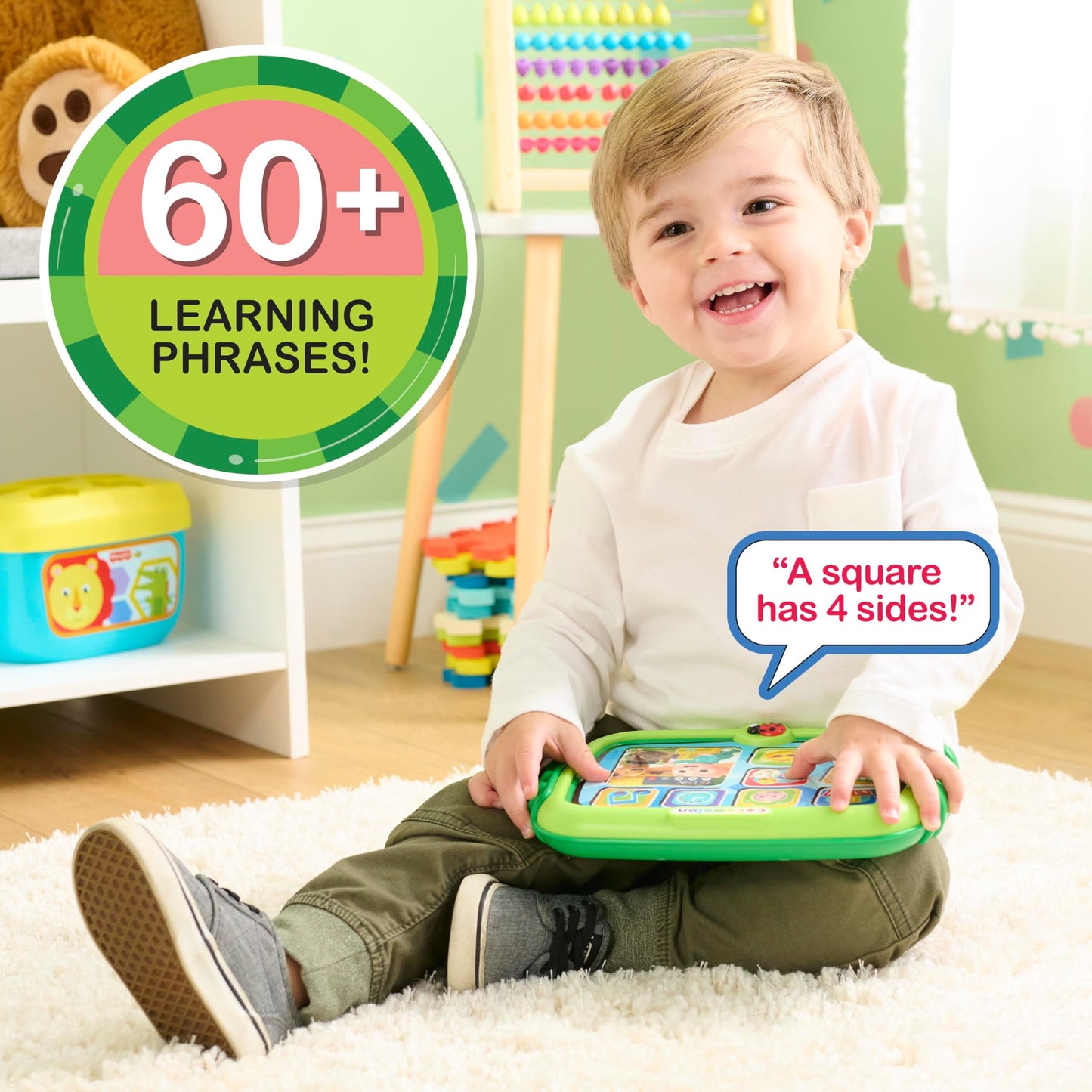 CoComelon Learning Tablet, 60+ Learning Phrases, Sing-Along to the “The Alphabet Song", Kids Toys for Ages 18 Month by Just Play