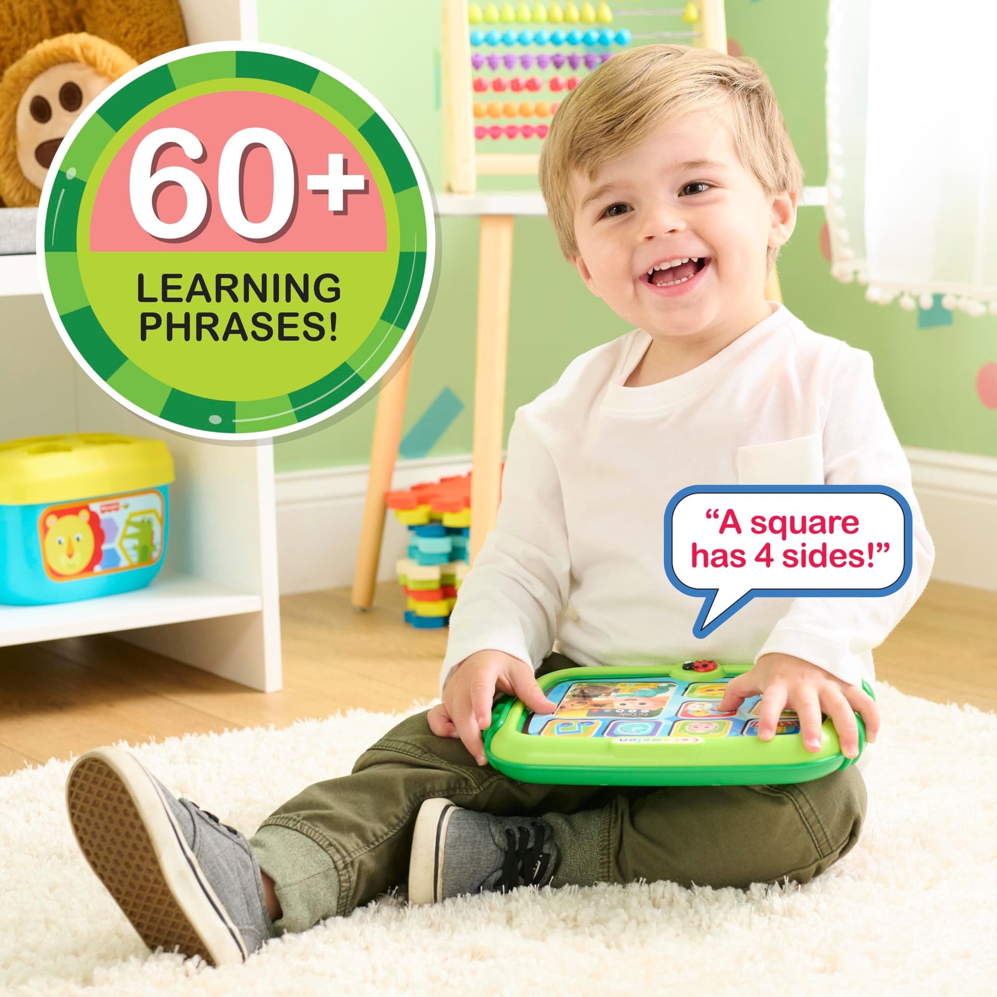 CoComelon Learning Tablet, 60+ Learning Phrases, Sing-Along to the “The Alphabet Song", Kids Toys for Ages 18 Month by Just Play