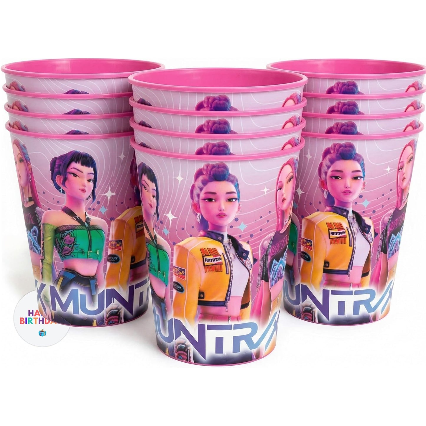 Unique KPop Demon Hunters Cups - 12 Plastic Reusable Party Favor Cups 16 oz - KPop Demon Hunters Birthday Decorations and Party Supplies - for Water