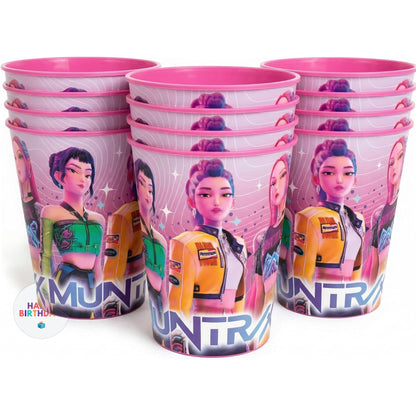 Unique KPop Demon Hunters Cups - 12 Plastic Reusable Party Favor Cups 16 oz - KPop Demon Hunters Birthday Decorations and Party Supplies - for Water