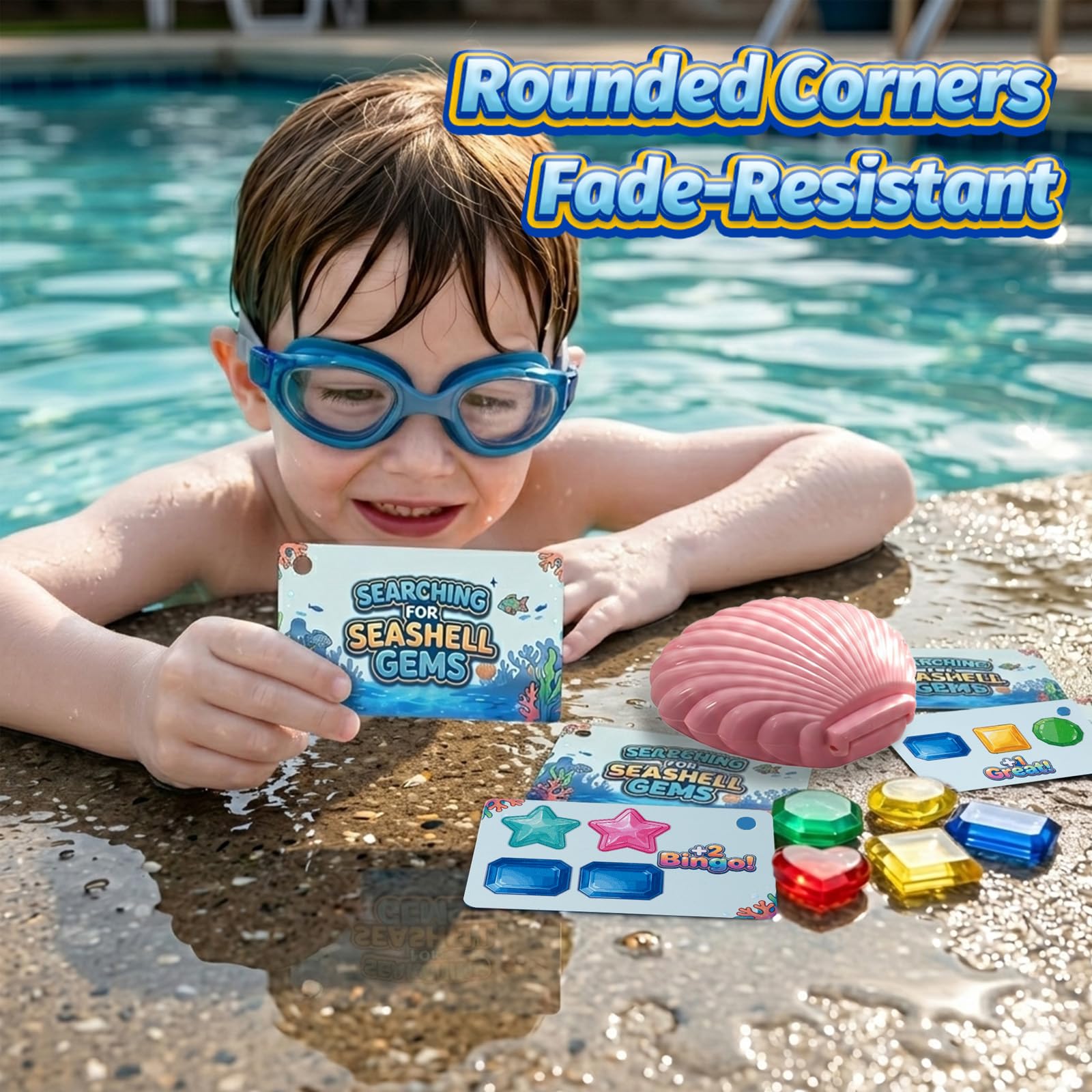 PARGAGAM Diving Pool Toys for Kids 80PCS, Bulk Underwater Gems, Seashells and Treasure Game Set with Storage Bag, Swimming Toys for Pool Party Summer