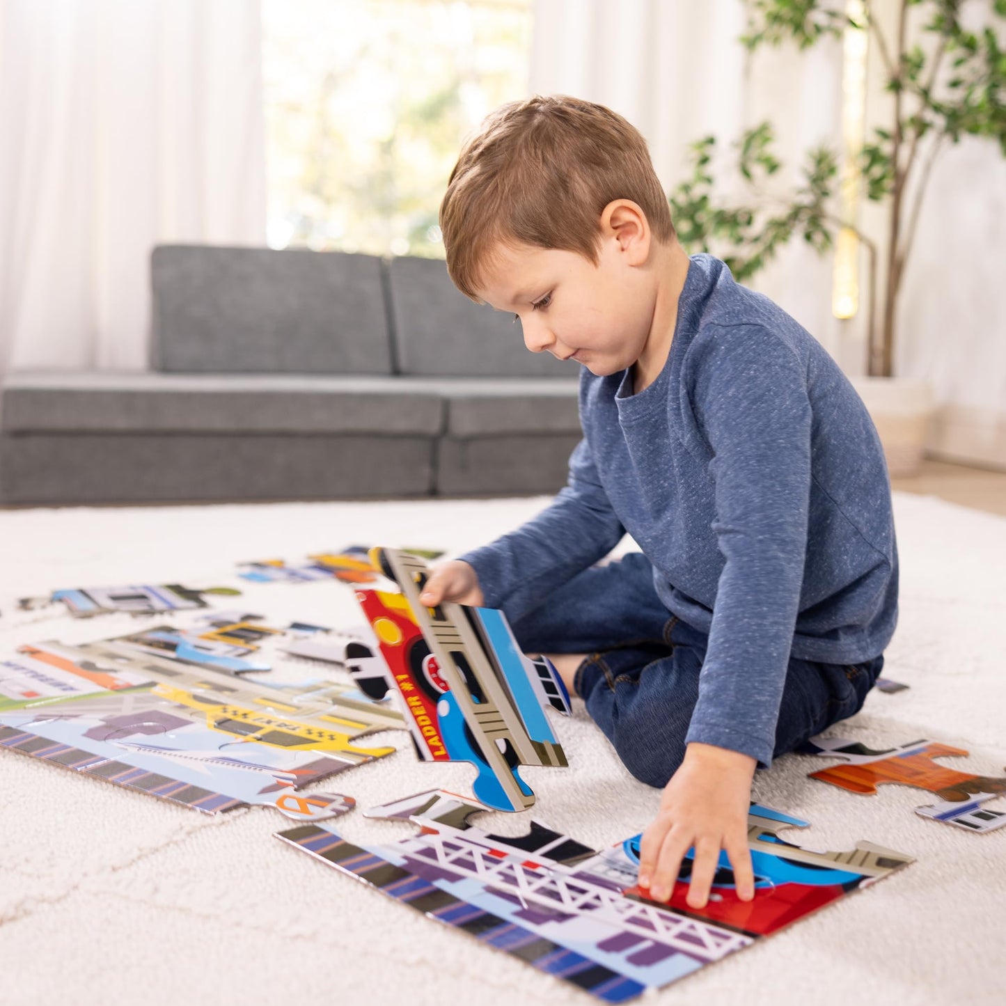 Melissa & Doug Traffic Jam Jumbo Floor Puzzle (24 Pieces, 2 x 3 Feet), Vehicle-Themed Jigsaw Puzzle for Preschoolers and Kids Ages 3+ - FSC Certified