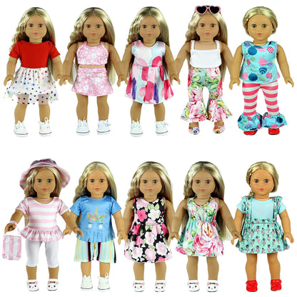 ReeRaa 20 pcs Clothing for Dolls 18 inch Doll Clothes and Accessories for American 18 inch Girl Doll Clothes Gift Including 10 Complete Sets