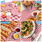 Gatherfun Disposable Red and White Gingham Paper Napkins (Pack of 50)