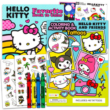 SANRIO Hello Kitty and Friends Coloring Book Jumbo Set - Bundle Activity Book Featuring My Melody, Kuromi, Keroppi, More Plus Stickers, Crayons |