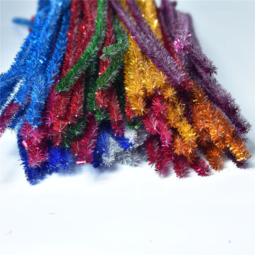 Glitter Multiple Colors Pipe Cleaners Chenille Stems (100 Pack) for DIY Art Decorations Creative Craft (6 mm x 12 Inch)
