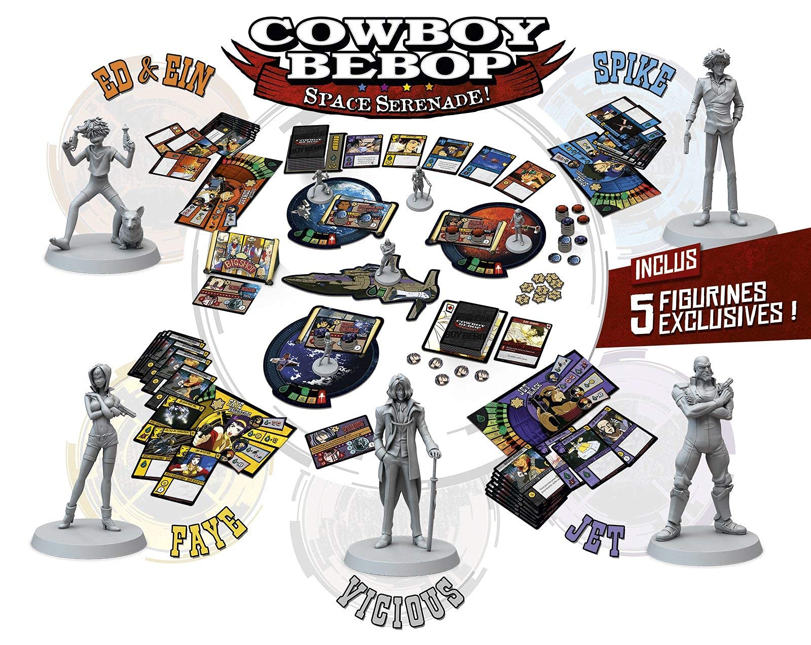 Japanime Games Cowboy Bebop: Space Serenade | from The Creator of Harmonies | Cooperate to Take Down Vicious | 1-4 Players | Ages 14+ | 30-90 Min Play