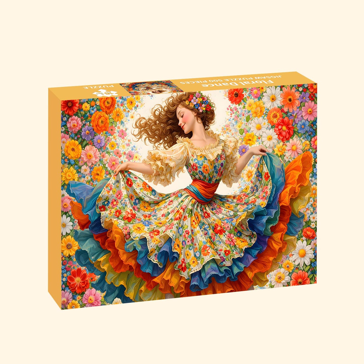 Puzzles for Adults 500 Pieces, Flower Dress Jigsaw Puzzles - Floral Dance, Impossible Flower Puzzle for Seniors Families, 20.47x14.96 Inches, 1:1