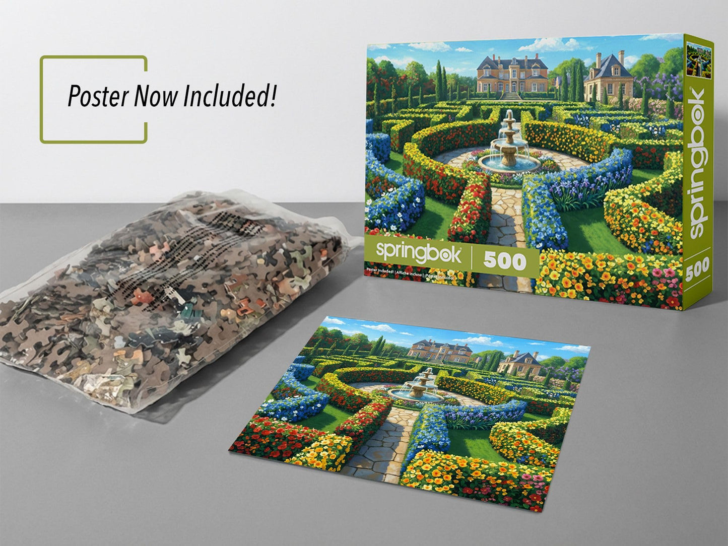 Springbok The English Garden 500 Piece Jigsaw Puzzle for Adults - Cottage Garden Landscape Puzzle - Poster Now Included - Unique Cut Pieces - Made in