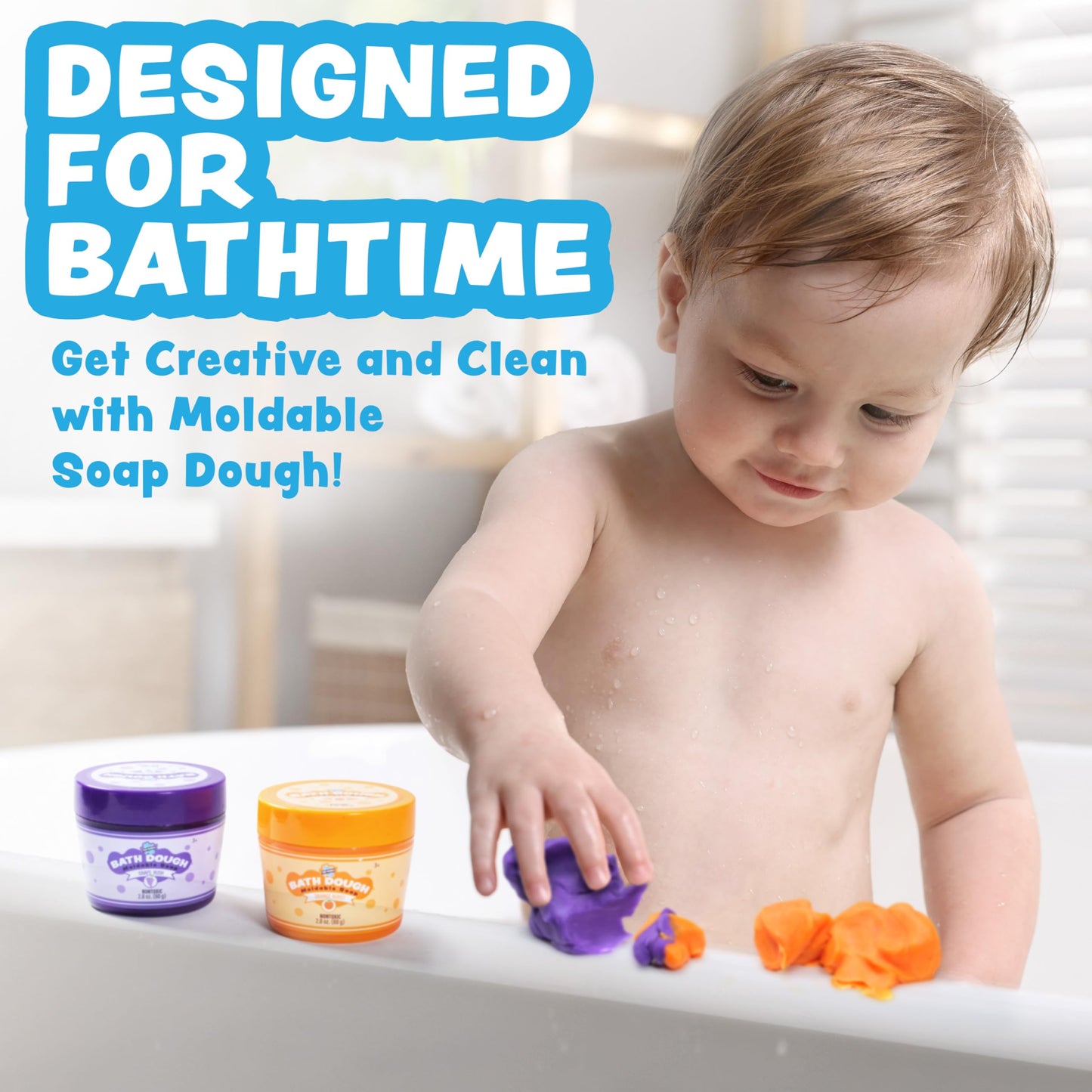 Tub Works® Bath Dough™ Moldable Kids Soap Bath Toy, Variety 6 Pack | Shape, Mold & Create Tub Art with Soapy Dough | Soft & Moldable Kids Bath Soap