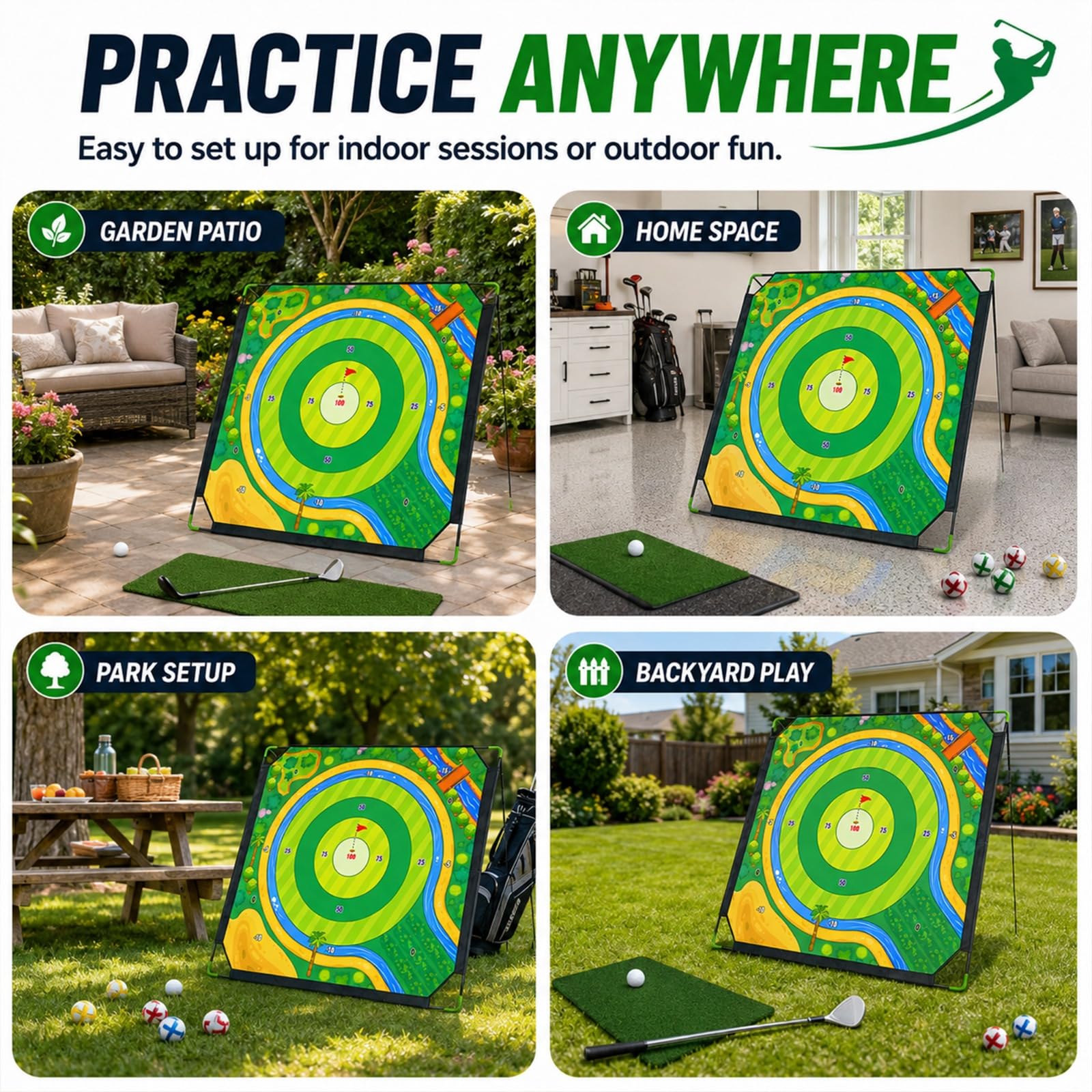 ORATA Battle Golf XL Chipping Game Set, Indoor Outdoor Backyard Golf Game with Sticky Balls, Hitting Mat & Score Target, Gift for Adults Kids