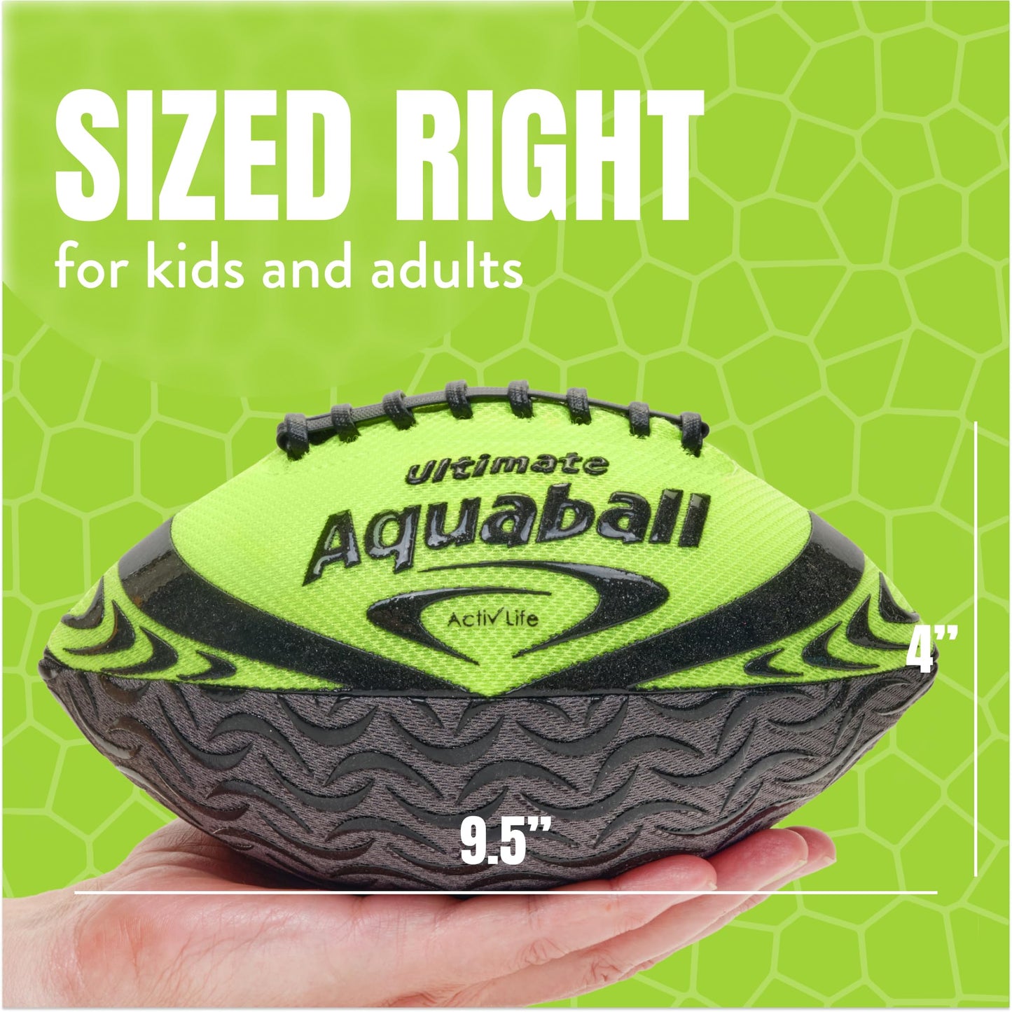 Activ Life Water Football for Pool, Beach, Outdoor, 9.5-inch Waterproof Pool Toys for Kids Aged 6-14, Heavy-Duty Water Ball, Double Lacing for Easy