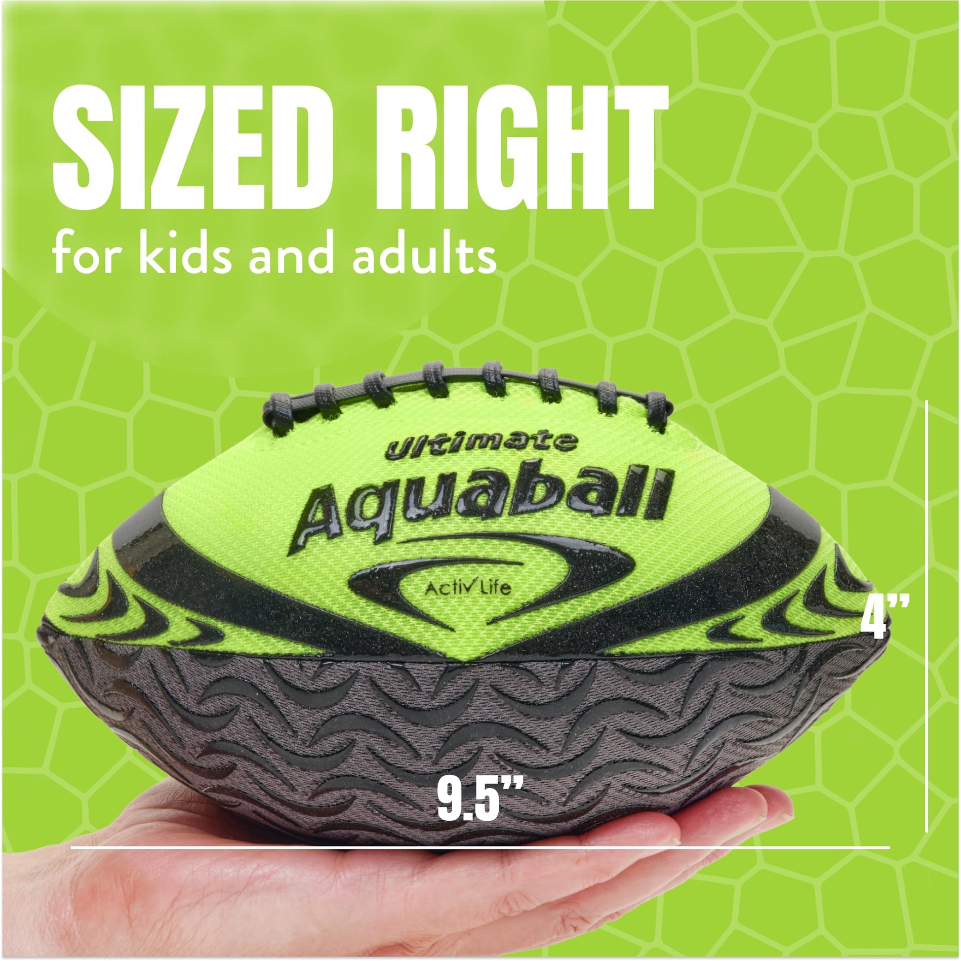 Activ Life Water Football for Pool, Beach, Outdoor, 9.5-inch Waterproof Pool Toys for Kids Aged 6-14, Heavy-Duty Water Ball, Double Lacing for Easy