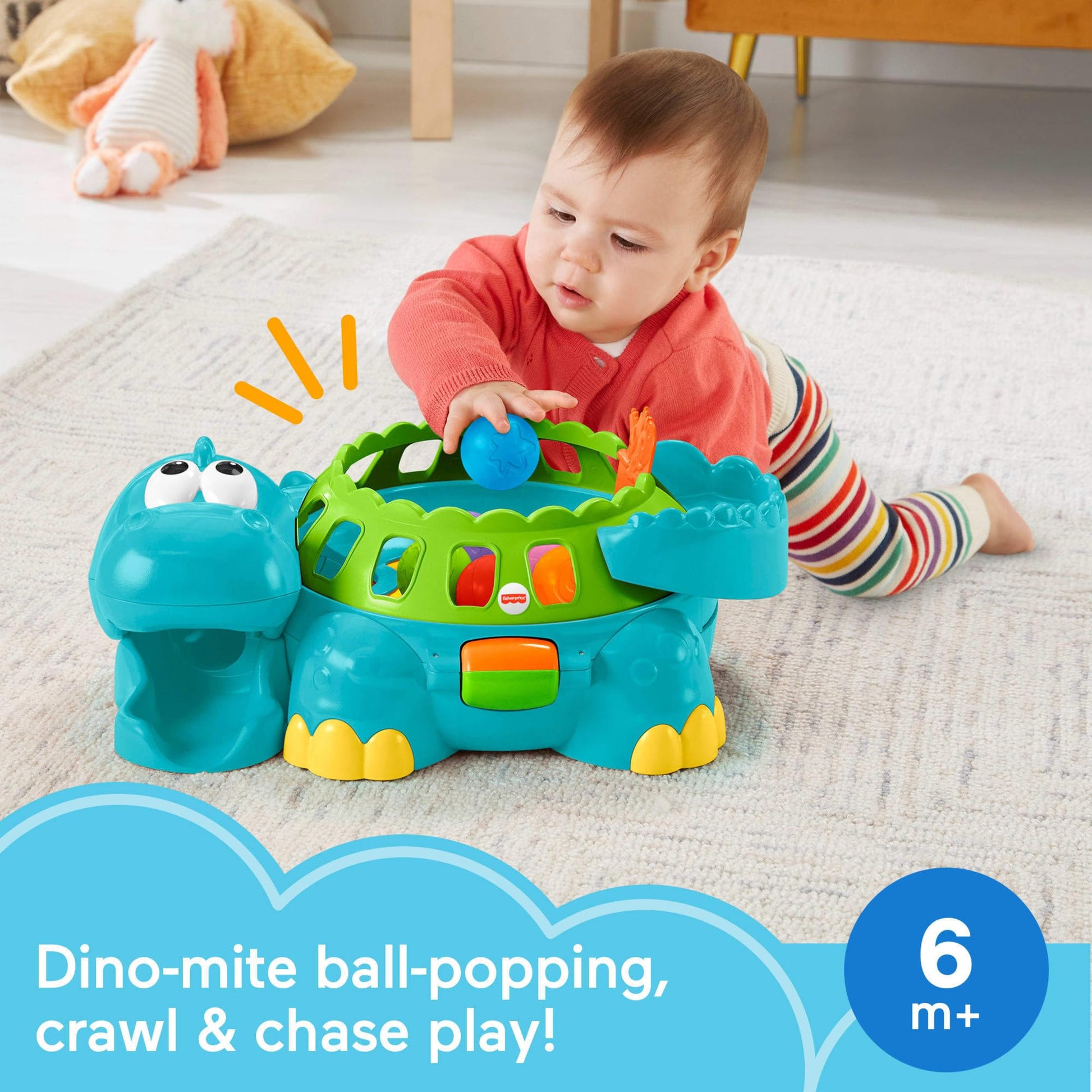 Fisher-Price Poppity Pop Musical Dino Ball-Popper, Blue
